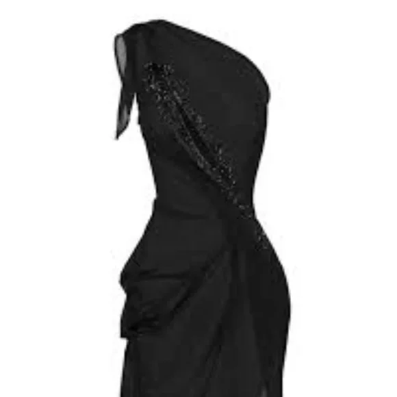 Maticevski | Dresses | Maticevski Womens Black Unbound Oneshoulder  Sequinembellished Georgette Mini | Poshmark